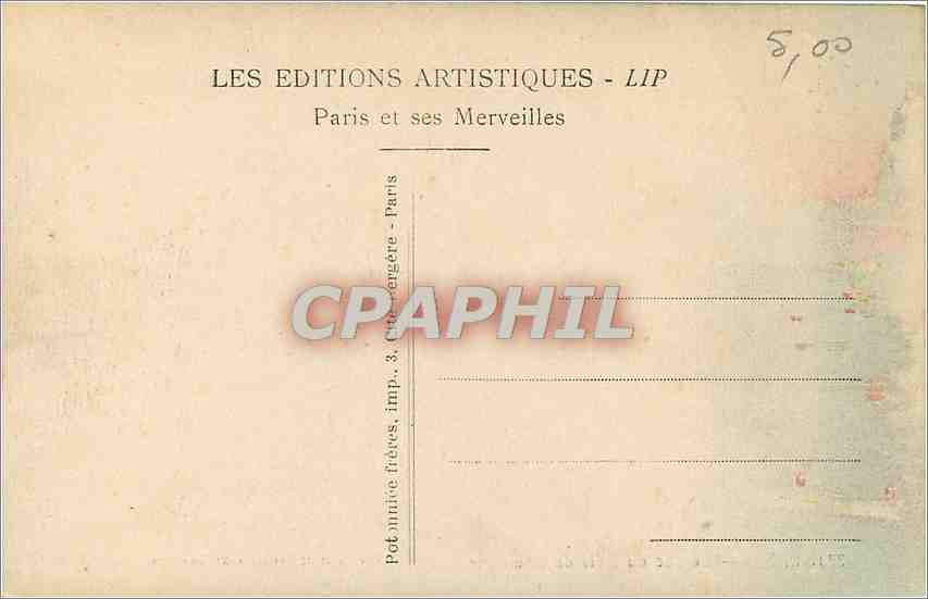CPA Paris Le Lac du Bois de Boulogne  — Rückseite