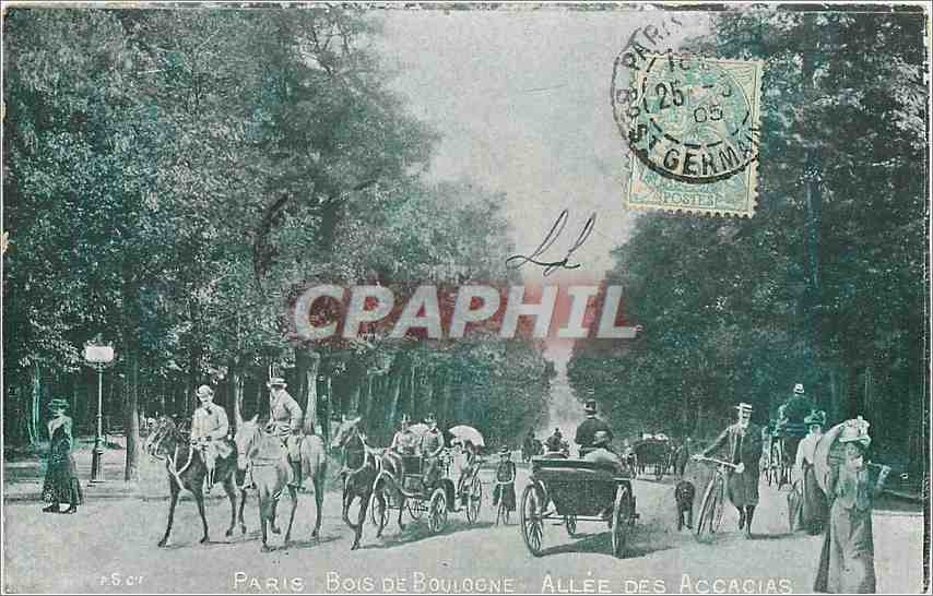 CPA Paris Bois de Boulogne Allee des Accacias Chevaux Velo Cycle