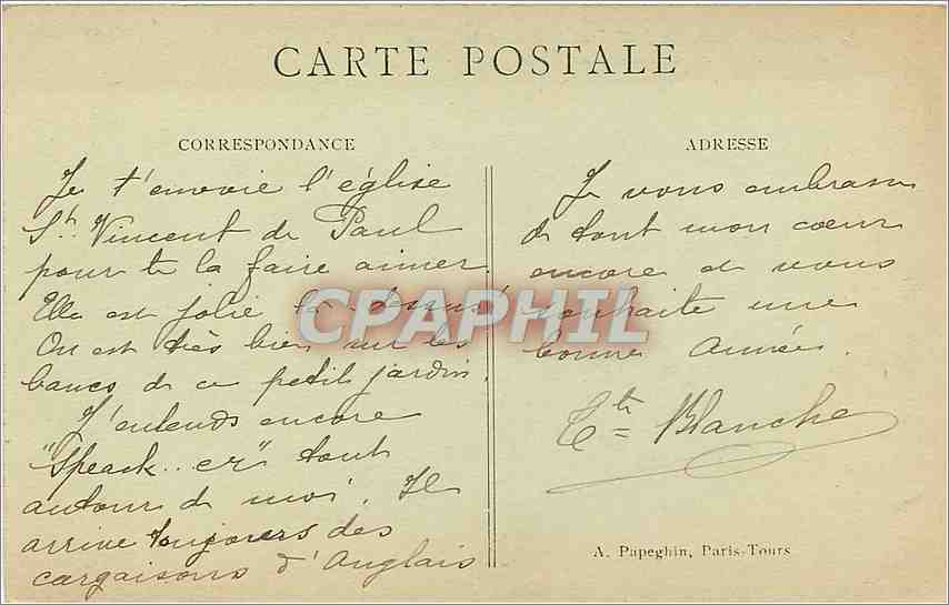 CPA Paris L'Eglise St Vincent de Paul et le Square St Vincent de Paul et le Square  — Verso