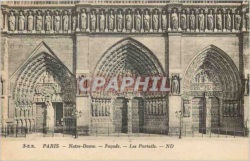 CPA Paris Notre Dame Facade Les Portails 
