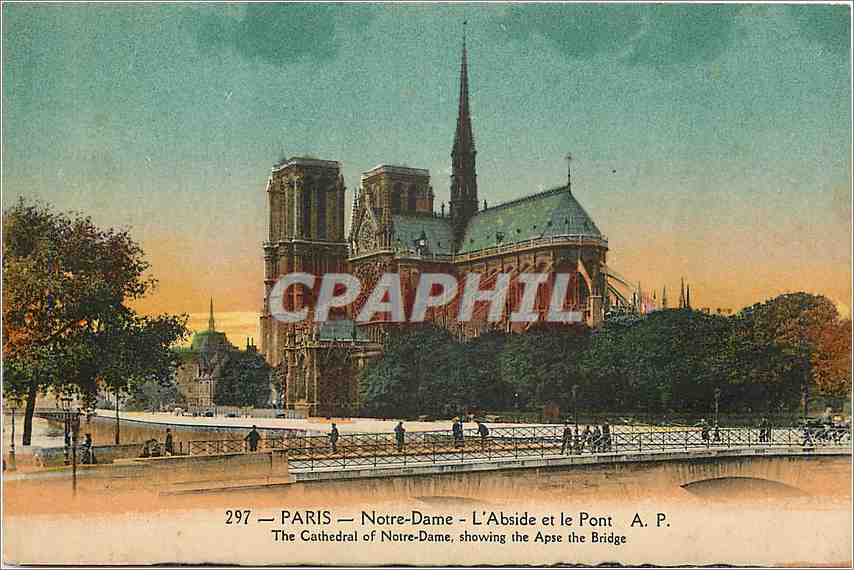 CPA Paris Notre Dame L'Abside et le Pont 