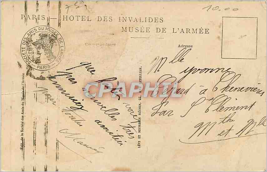 CPA Hotel des Invalides Musee de l'Armee Dans les boues de la Somme Militaria — Rückseite