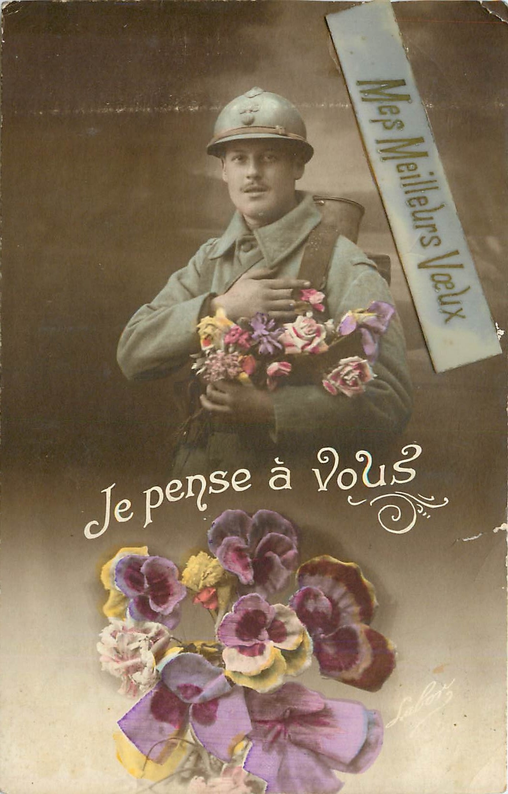 CPA Mes Meilleurs Voeux Militaria