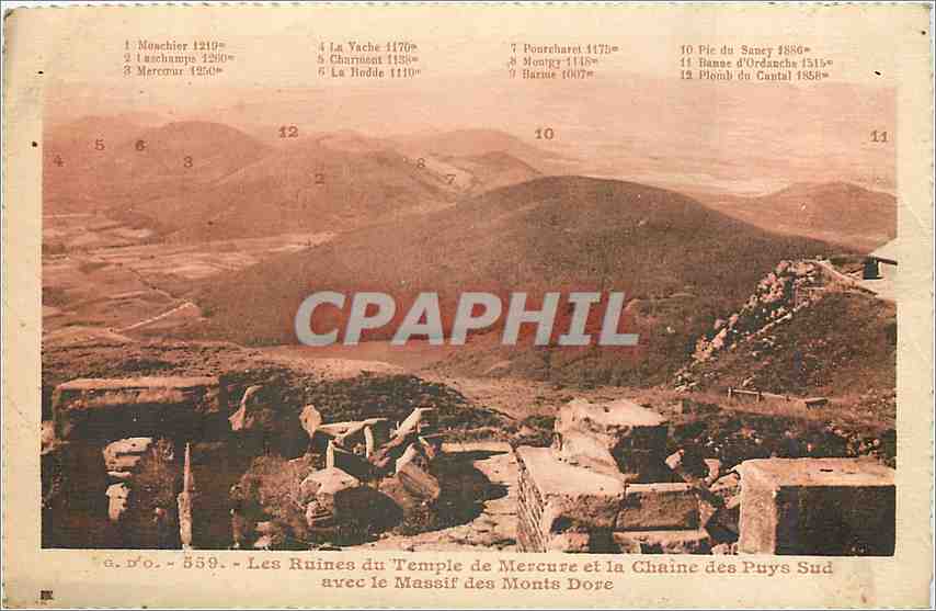 CPA Les Ruines du Temple de Mercure et la Chaine des Puys Sud avec le Massif des Monts Dore 