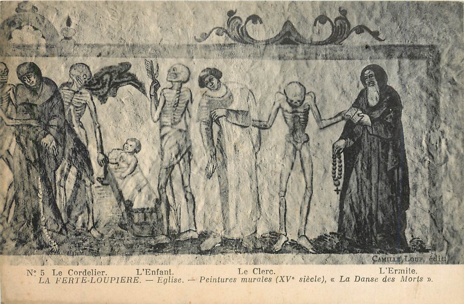 CPA La Ferte Loupiere Eglise Peinture murales La Danse des Morts Danse Macabre