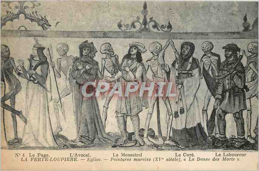 CPA La Ferte Loupiere Eglise Peintures Murales La Danse des Morts Danse macabre