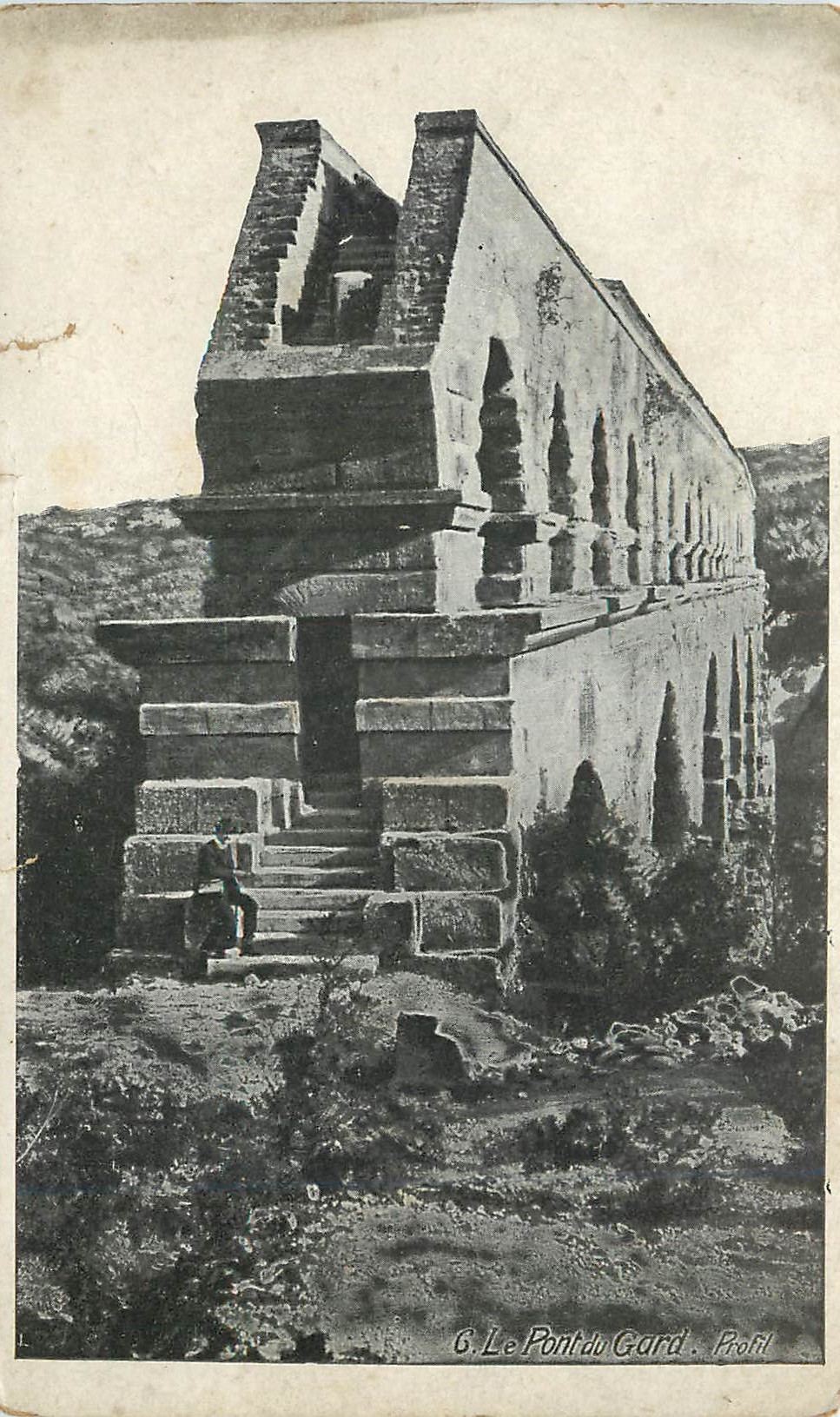 CPA Le Pont du Gard Publicite Cafe Barlerin Farine mexicaine Mexico Barlerin Tarare