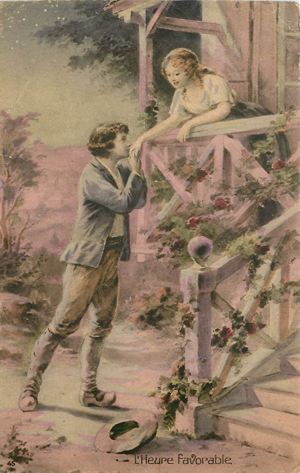 CPA L'Heure Favorable Femme