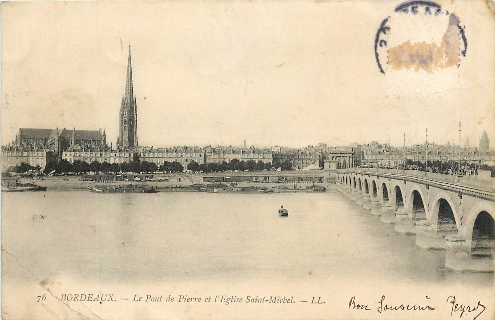Bordeaux — Le Pont de Pierre et l'Église Saint-Michel — LL. — n°76
