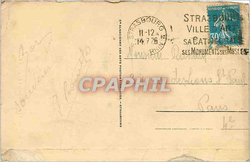CPA Strasbourg La petite France  — Rückseite