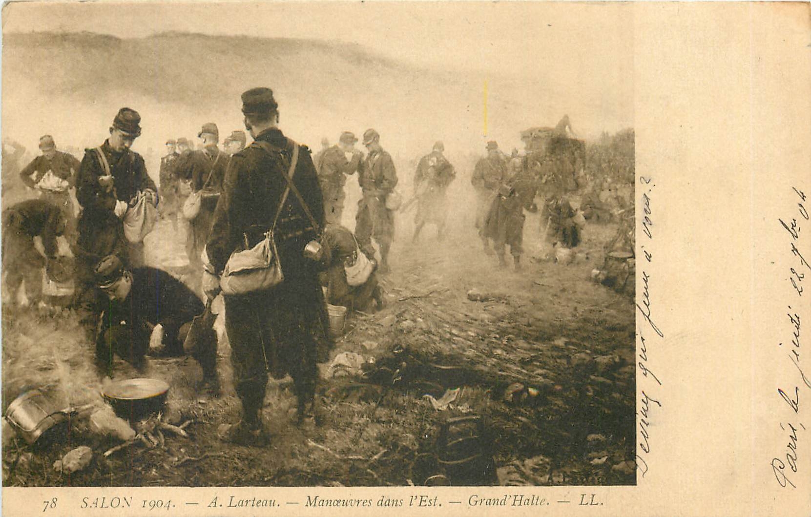 CPA Salon Larteau Manceuvres dans l'Est Grand Halte Militaria