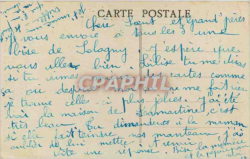CPA Graziella Peinture de Madame Hortense Richard  — Rückseite