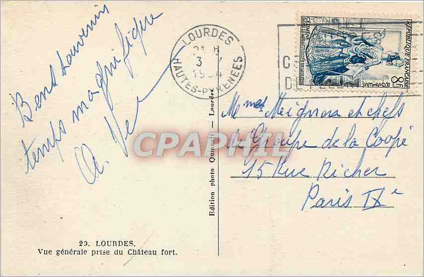 CPA Lourdes Vue generale prise du Chateau Fort  — Verso