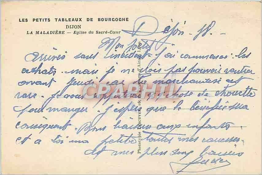 CPA Dijon La Maladiere Eglise du Sacre Coeur  — Rückseite
