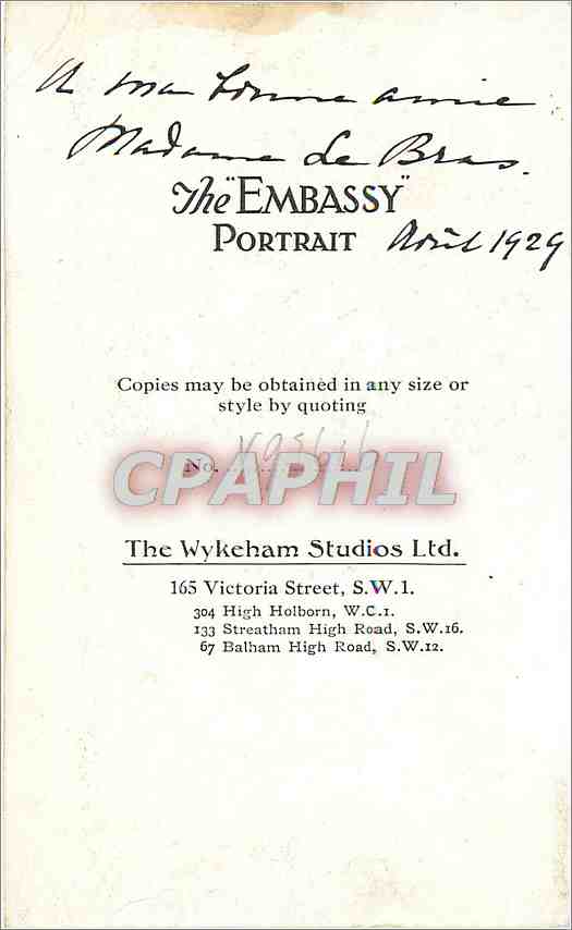 Portrait de Madame de Bras — The Embassy Portrait — The Wykeham Studios Ltd. — Reverso