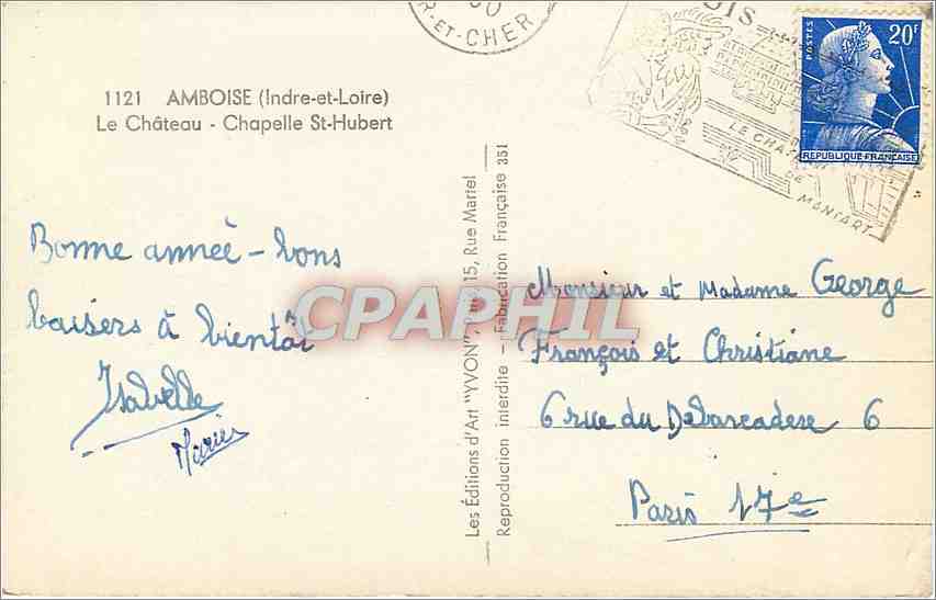 CPA Amboise Indre et Loire Le Chateau Chapelle St Hubert  — Rückseite