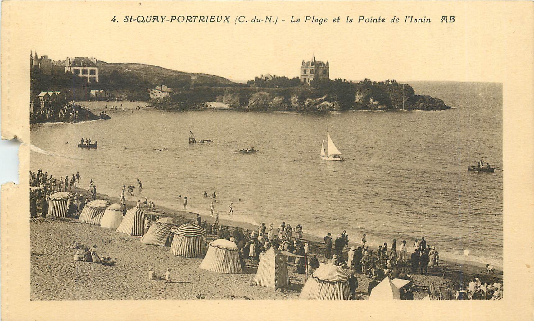 St-Quay-Portrieux (Côte-d'Armor) — La Plage et la Pointe de l'Isnin — Phototypie Brueil, Angers