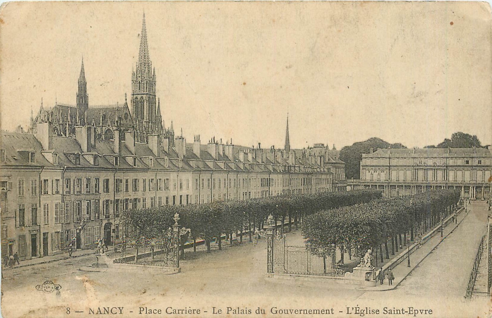 NANCY - Place Carrière - Le Palais du Gouvernement - L'Église Saint-Epvre — Éditeur PETIT & CIE, n°8