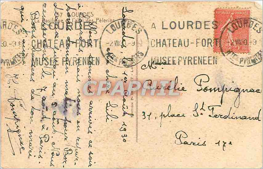 CPA Lourdes Chateau Fort Musee Pyreneen  — Verso