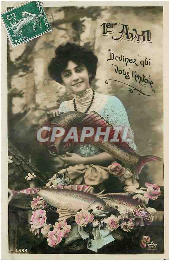 CPA 1er Avril Devinez qui vous l'envoie Femme