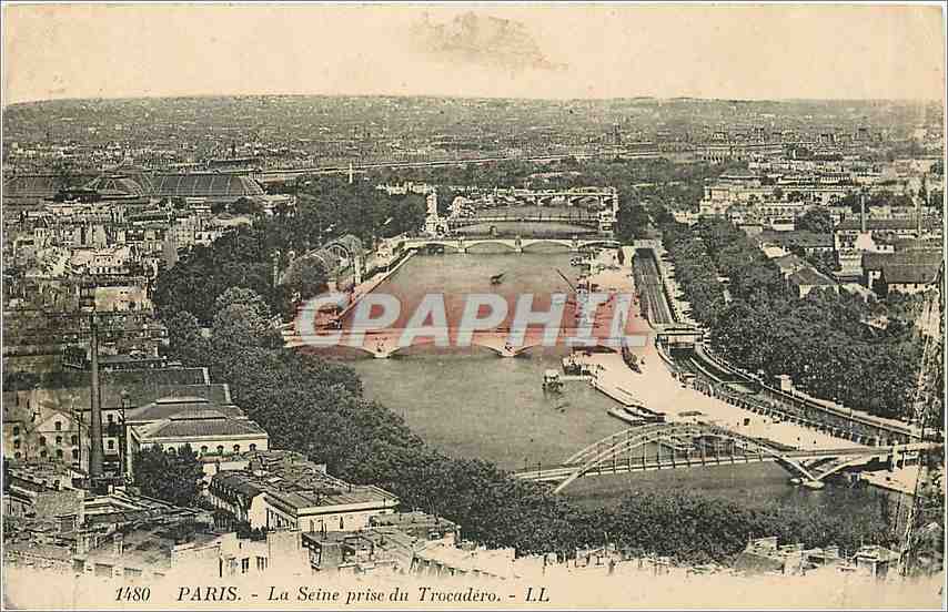 CPA Paris La Seine prise du Trocadero 