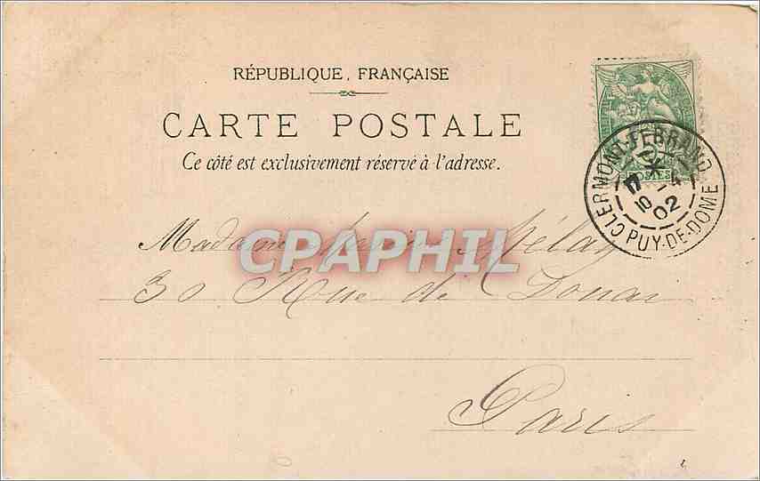 CPA Portrait de Mme Recamier  — Rückseite