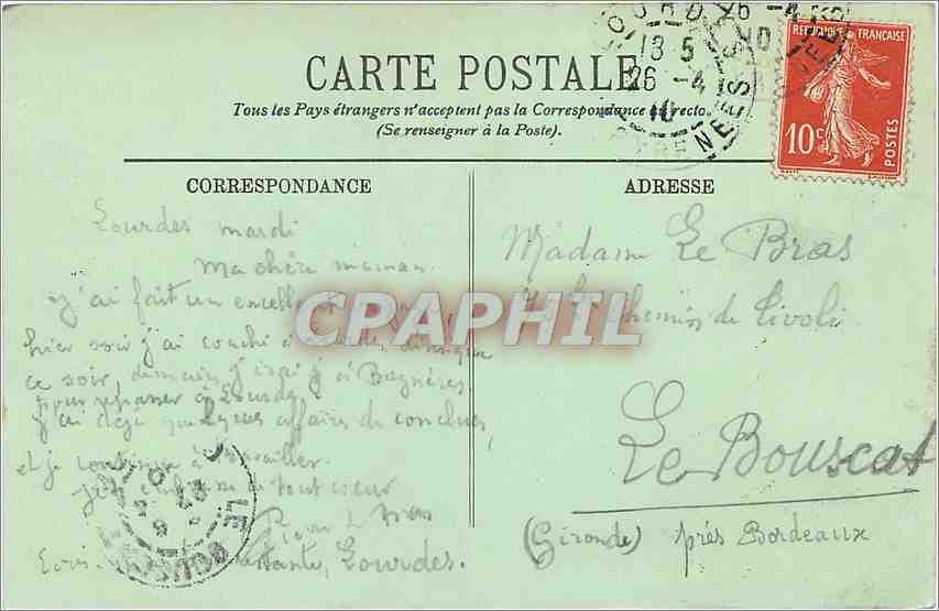CPA Lourdes Le Pic du Jer L'Observatoire et la Croix  — Verso