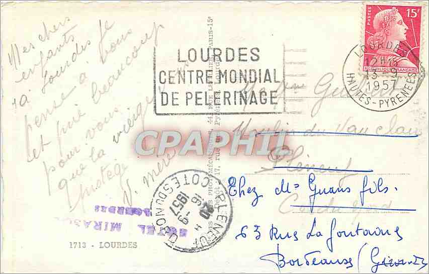 CPA A la Grotte Benie j'Ai prie pour vous  — Rückseite