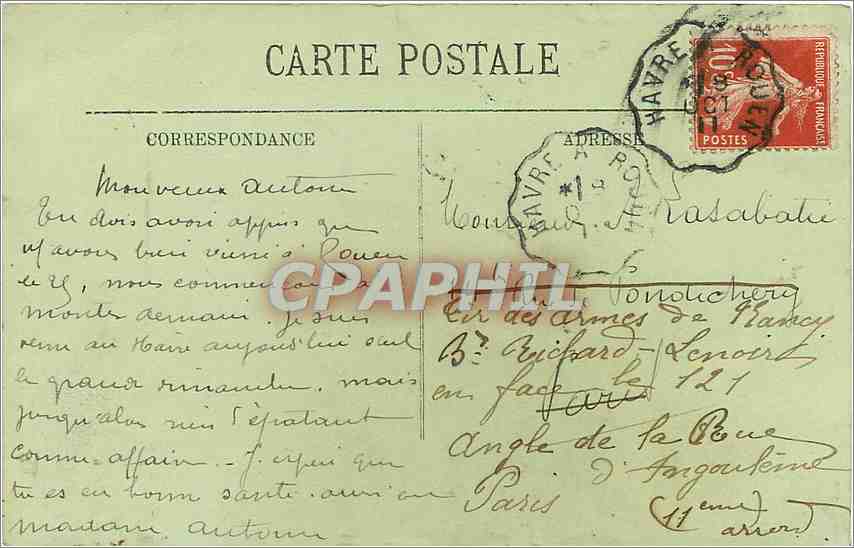 CPA Le Havre Sortie du Trouville Bateau — Rückseite