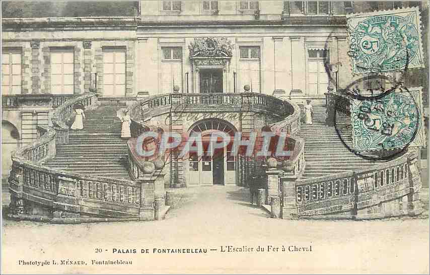 Schloss Fontainebleau — Die Eisenpferdestiege — Phototypie L. MÉNAUB, Fontainebleau