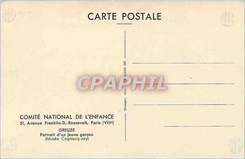 CPA Avenue Franklin D Roosevelt Paris Greuze  — Verso