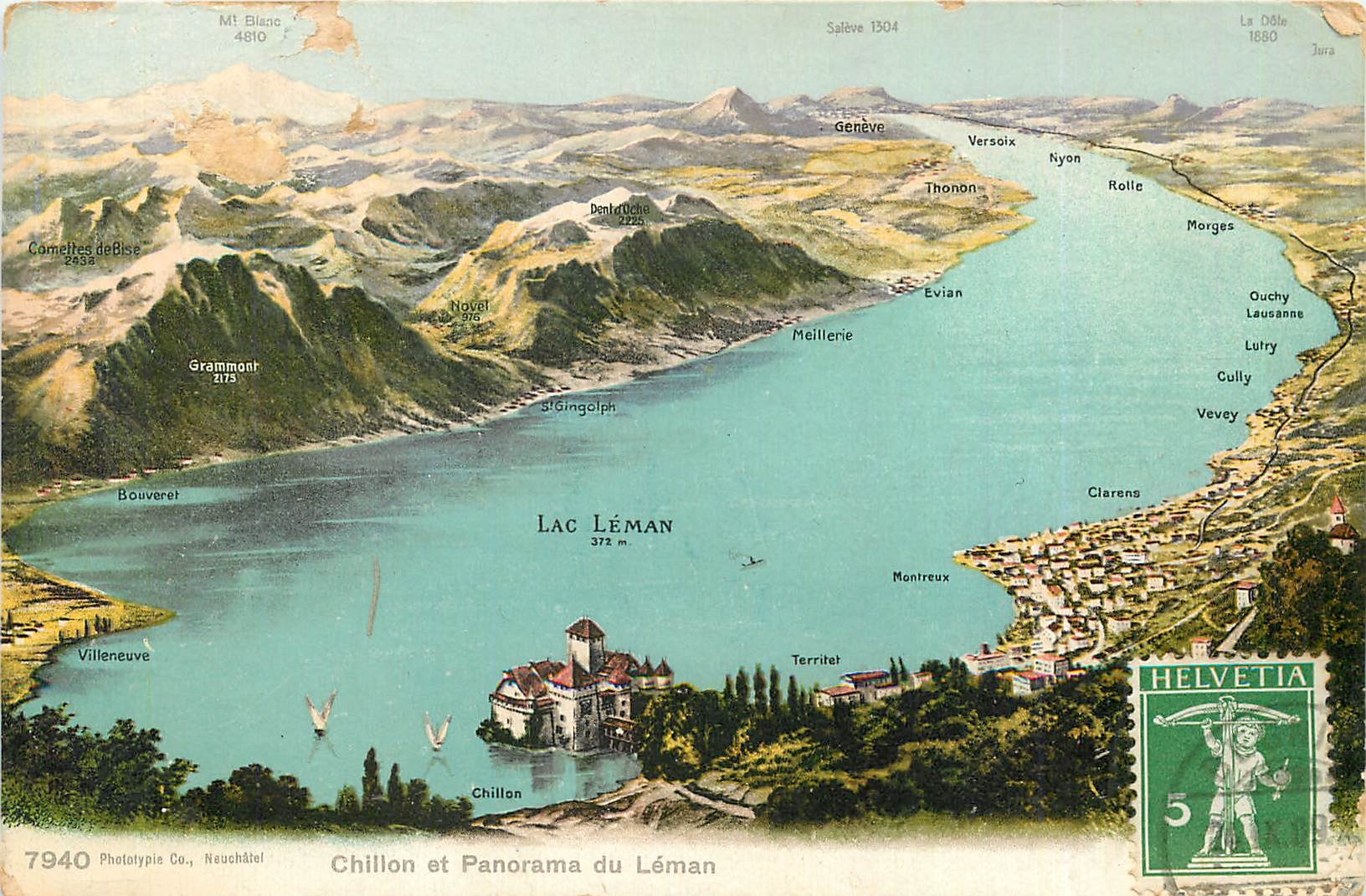CPA Chillon et Panorama du Leman 
