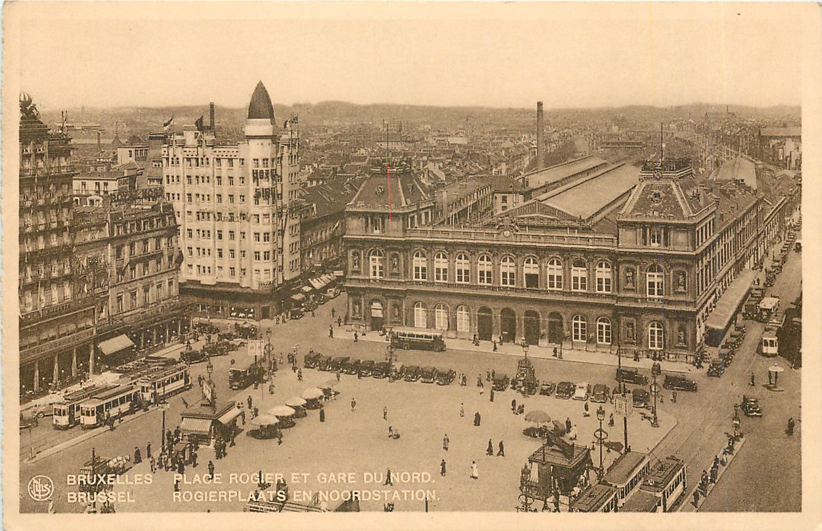 CPA Bruxelles Place Rogier et Gare du Nord 
