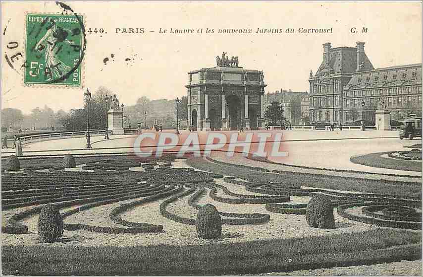 CPA Paris Le Louvre et les Nouveaux Jardins du Carrousel 