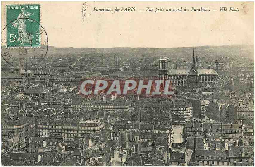 CPA Panorama de Paris Vue prise au nord du Pantheon 