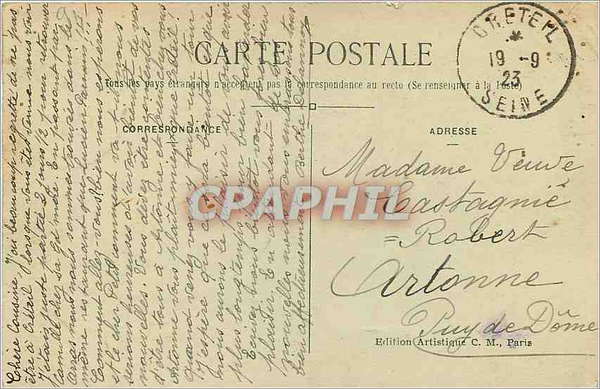 CPA Creteil Seine Le Monument aux Morts Militaria — Rückseite