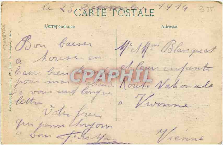 CPA Bombardement de Reims La Cathedrale en feu Militaria — Verso
