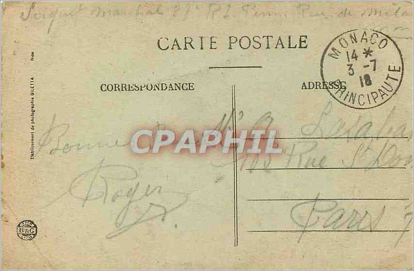 CPA Monte Carlo Vue generale prise de Beausoleil  — Rückseite
