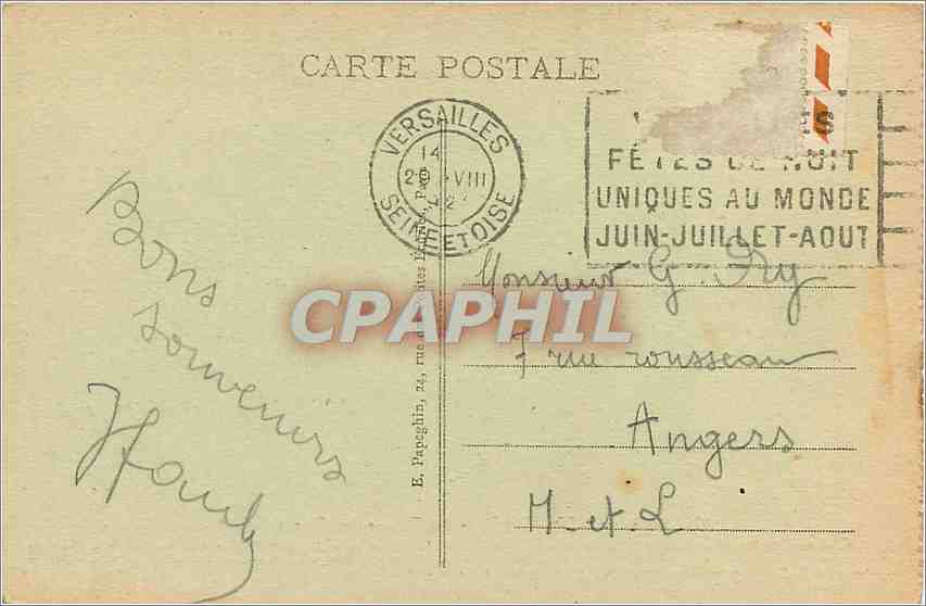 CPA Palais de Versailles La Galerie  — Verso