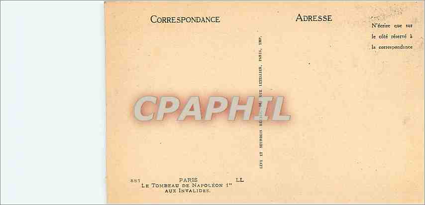 CPA Paris Le Tombeau de Napoleon Aux Invalides  — Rückseite