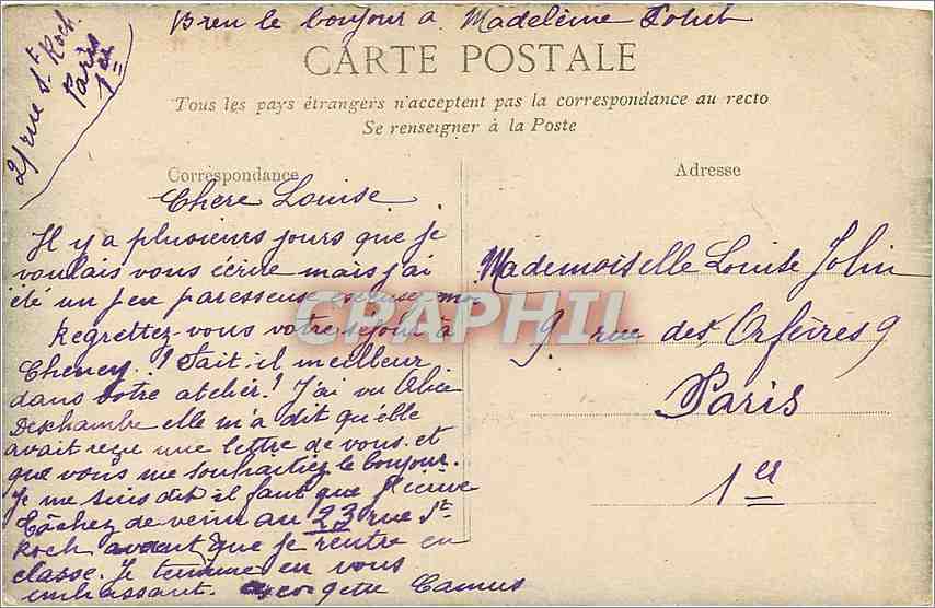 CPA Versailles Le Palais Facade sur le Parc  — Verso