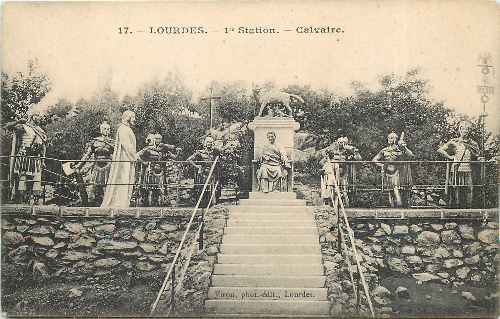 CPA Lourdes 1st station Calvaire 