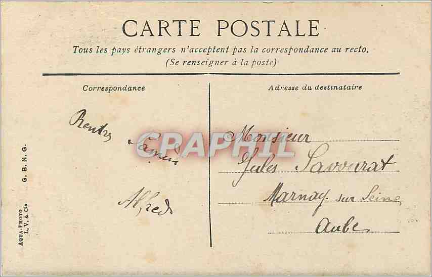 Fontainebleau. Le Pavillon Henri IV et le Parc — G.B.N.G. n°16 — Verso