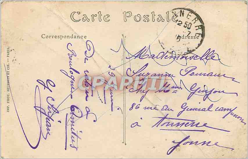 CPA Moulins Le Palais de Justice  — Rückseite