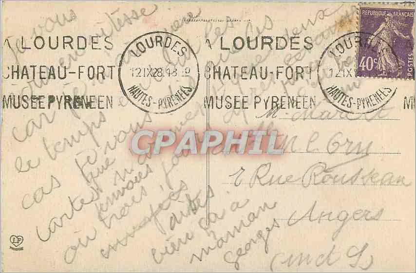 CPA Lourdes Maison Paternelle de Bernadette Soubirous  — Verso