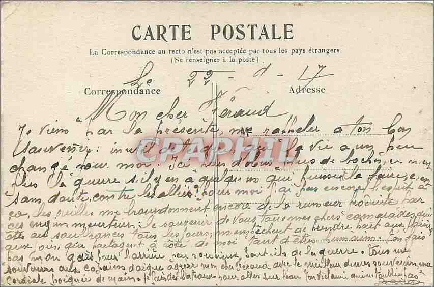 CPA Paris La Madeleine  — Verso