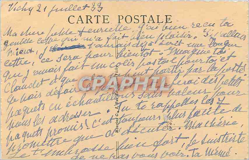 CPA Vichy Hotel et Villas des Lilas Un coin du Parc  — Verso