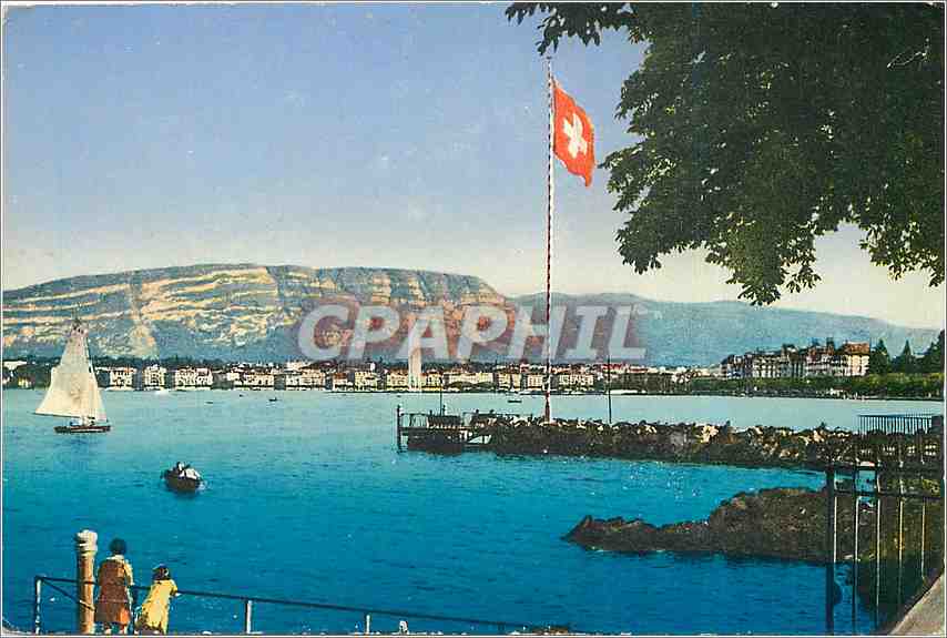 CPA Geneve La Rade et le Saleve depuis la Perle du Lac 