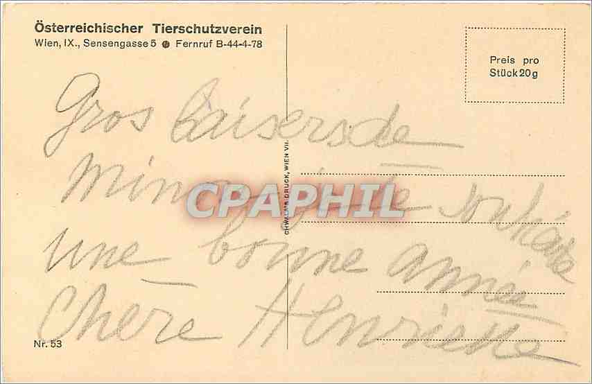 CPA Frohliche Weihnachten Biches — Rückseite