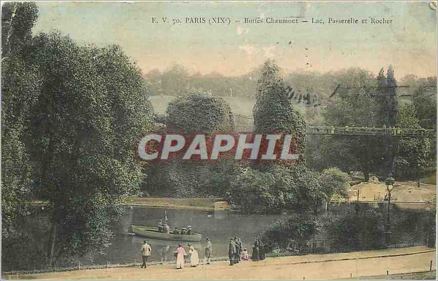 CPA Paris Buttes Chaumont Lac Passerelle et Rocher 